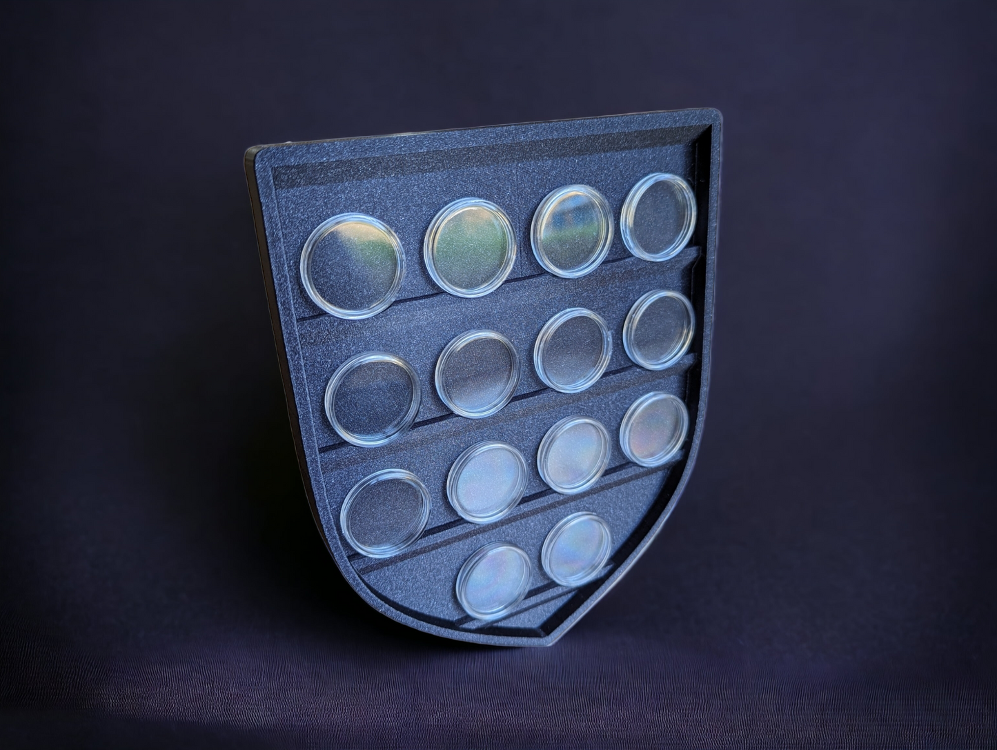 Standing Shield Display with coin cases