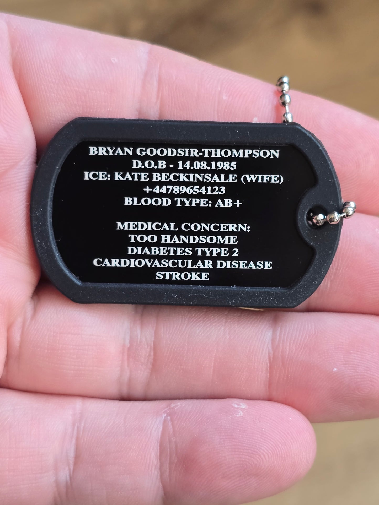 Medical Info/ICE dog tag