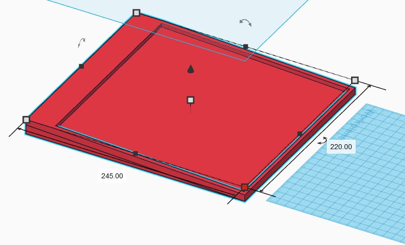 220*245 angled tray with 25mm rear shelf