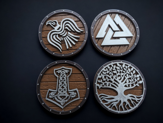 "The Berserker" Viking Shield Coaster Set x4