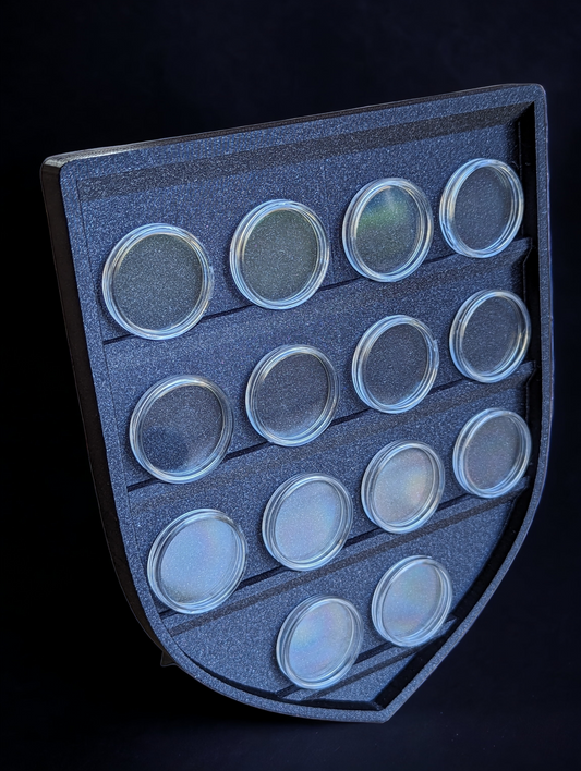 Standing Shield Display with coin cases