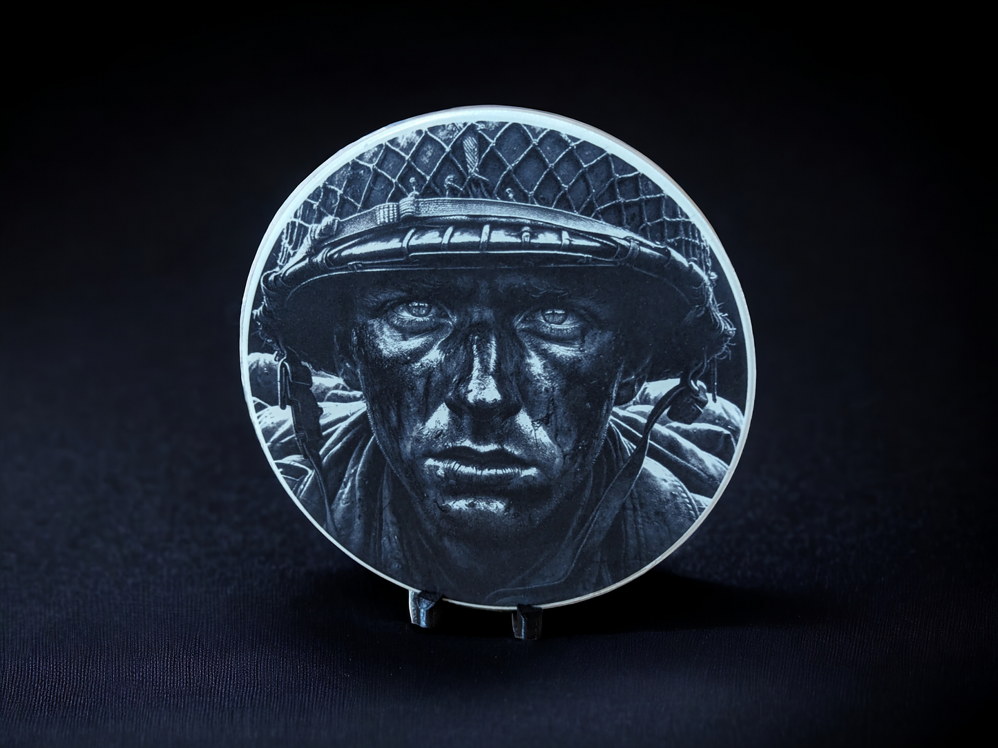 Engraved Ceramic Circle Tiles - Faces of War range