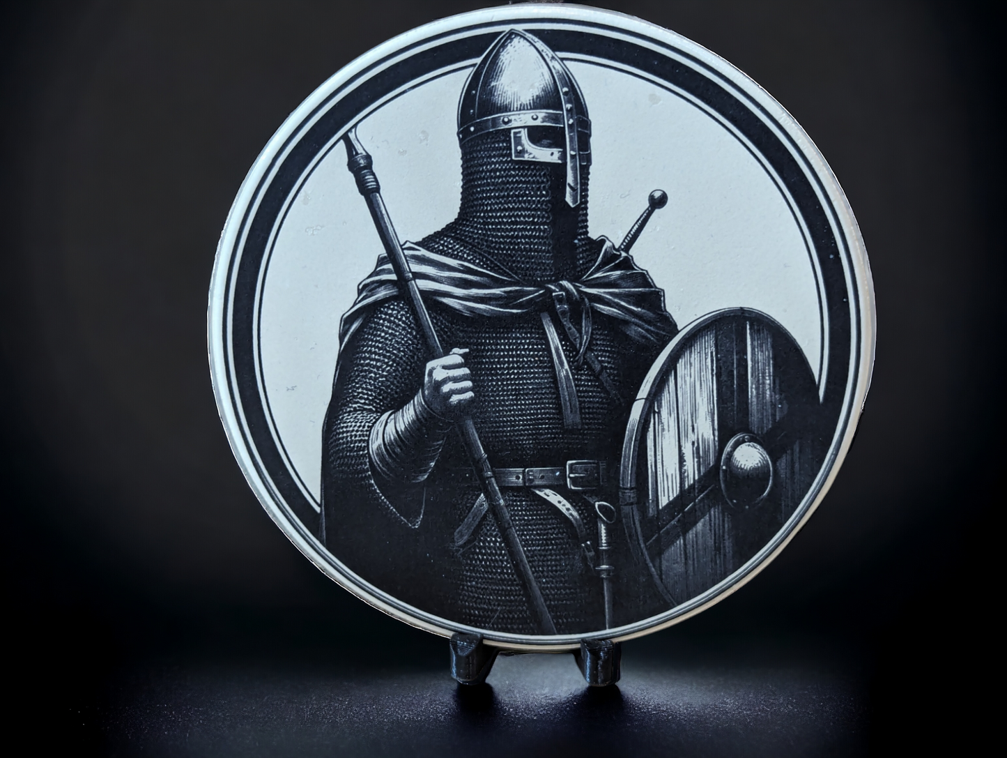 Engraved Ceramic Circle Tiles - Faces of War range