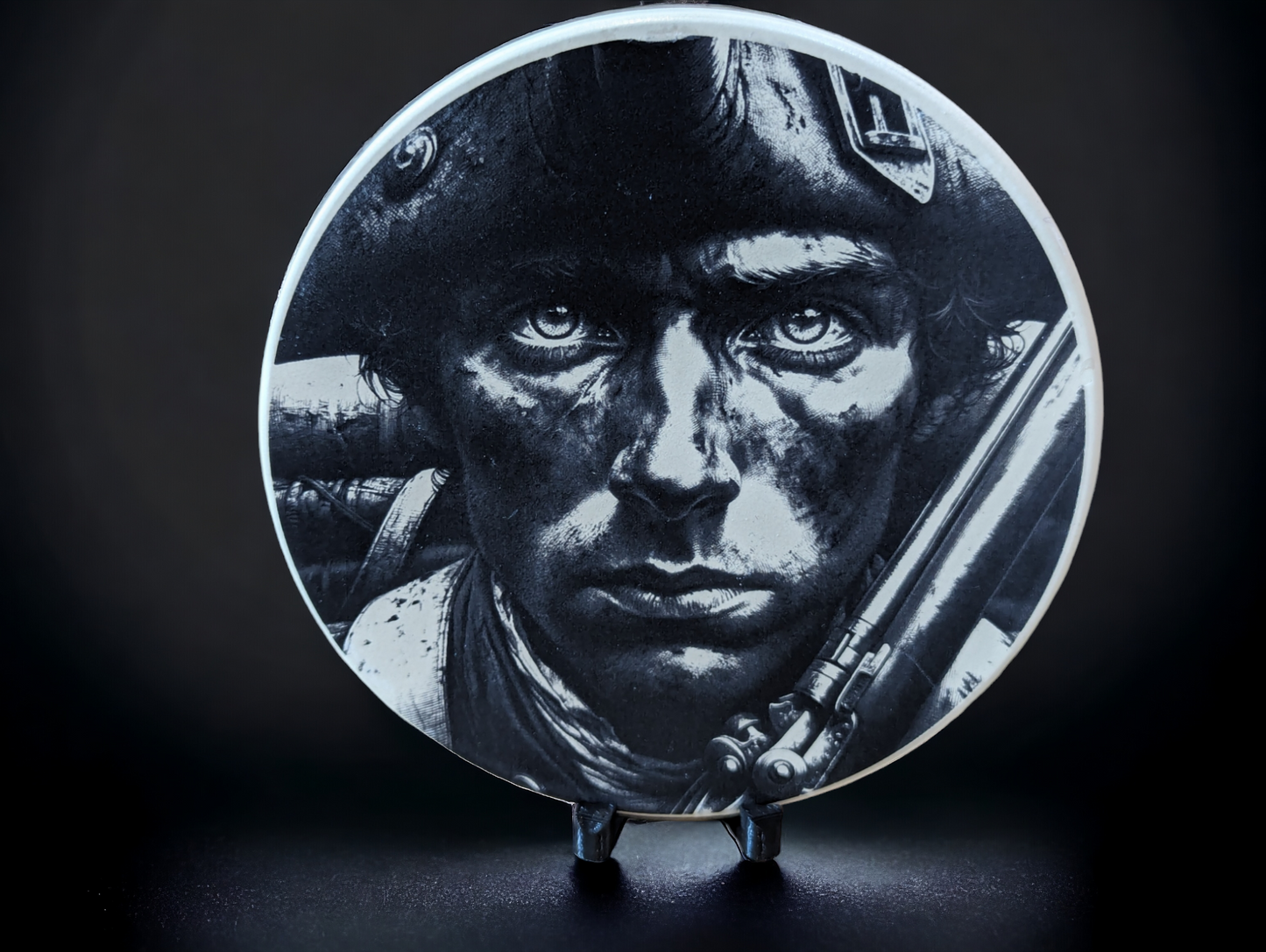 Engraved Ceramic Circle Tiles - Faces of War range