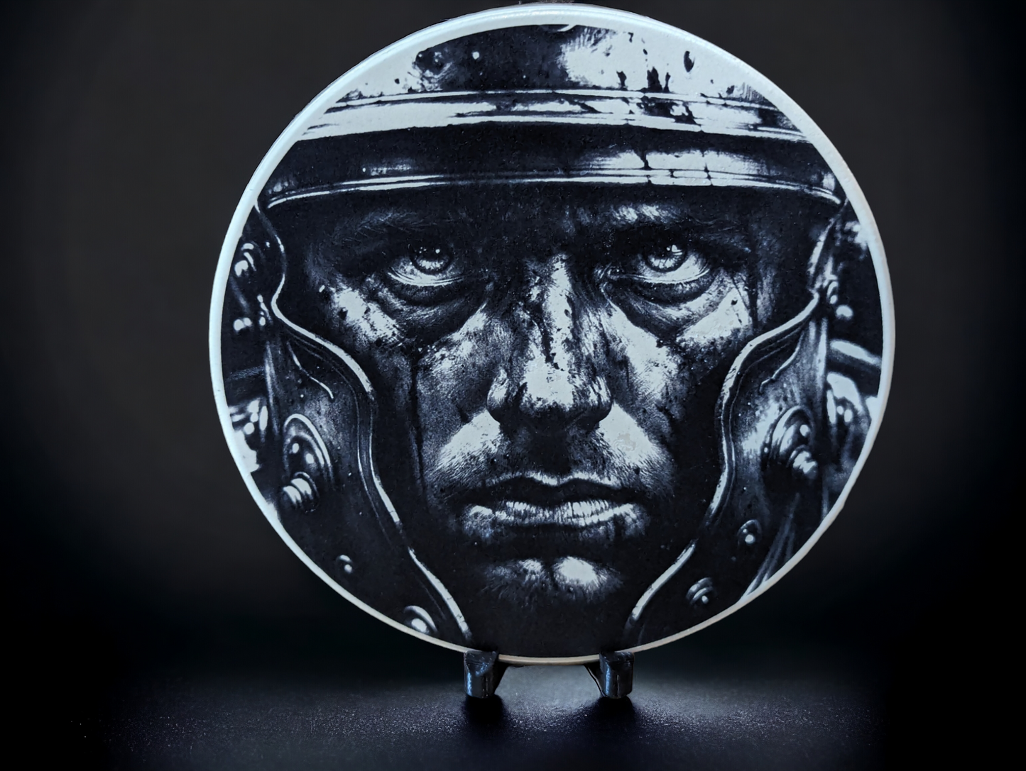 Engraved Ceramic Circle Tiles - Faces of War range