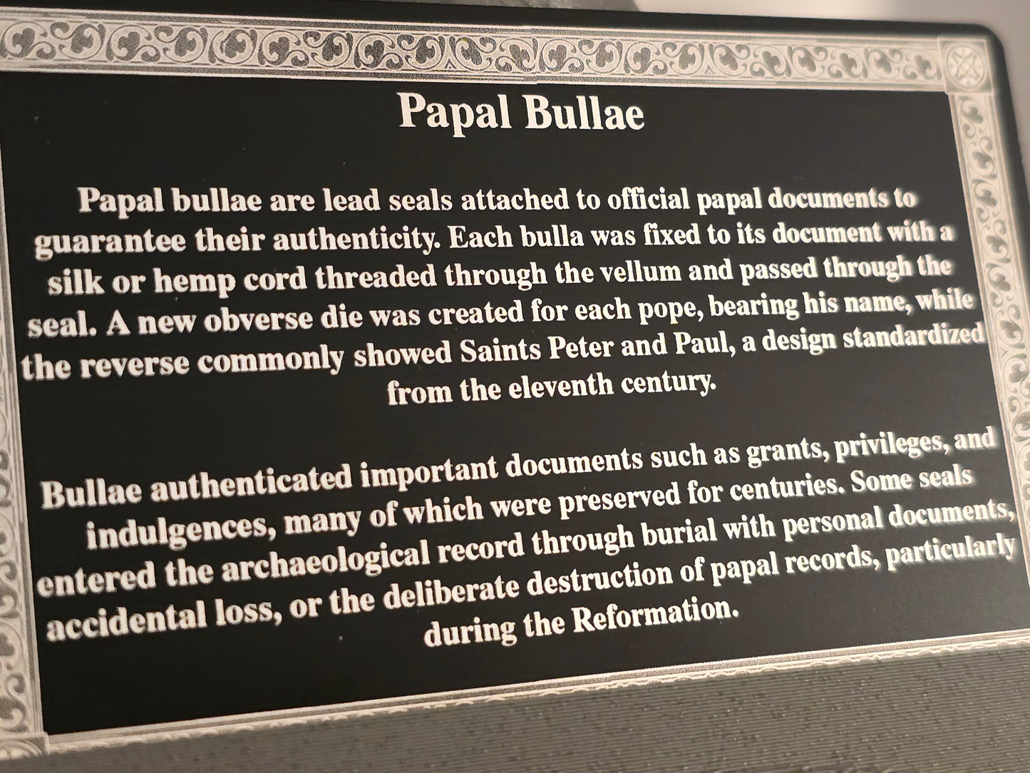 Papal Bulla Display