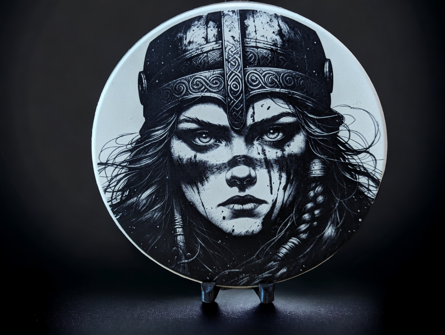 Engraved Ceramic Circle Tiles - Faces of War range