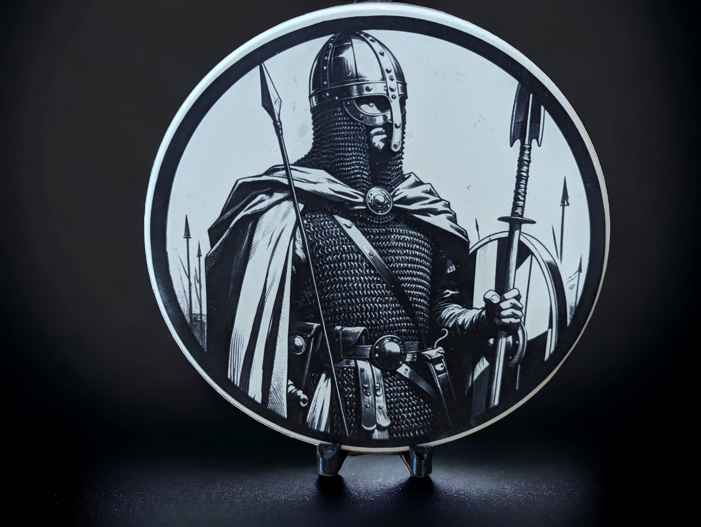 Engraved Ceramic Circle Tiles - Faces of War range